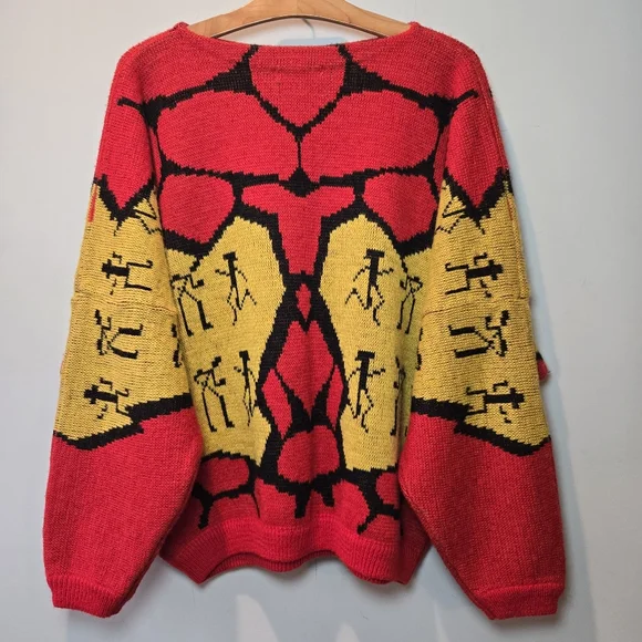 Rare Vtg Esprit Sport Sweater Women's Medium Oversized Geometric Southwestern - Picture 4 of 12